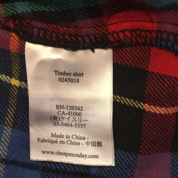 Cheap Monday Red Plaid Button Up Casual Shirt - Picture 8 of 8